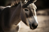 Close-up portrait of a donkey. Generative AI