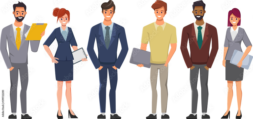 Business people teamwork office character. Colleague working together ...