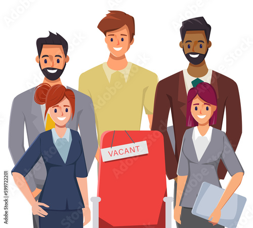 Business people teamwork office character. Colleague working together concept. Flat cartoon character design.