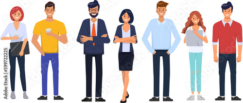 Business people teamwork office character. Colleague working together concept. Flat cartoon character design.