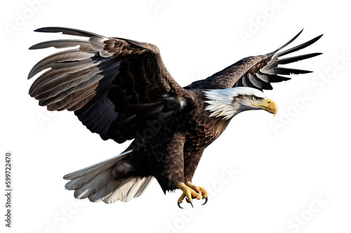 Billede på lærred Eagle flying in transparent background. Generative AI.
