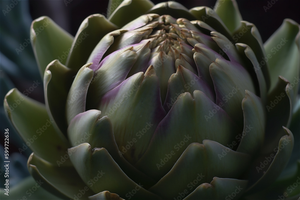 Detail of Purple and Green Artichoke. AI generated content Detail of Purple and Green Artichoke. AI generated content