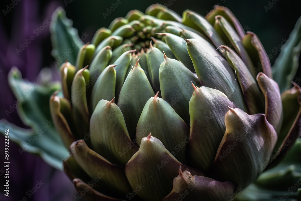 Detail of Purple and Green Artichoke. AI generated content Detail of Purple and Green Artichoke. AI generated content