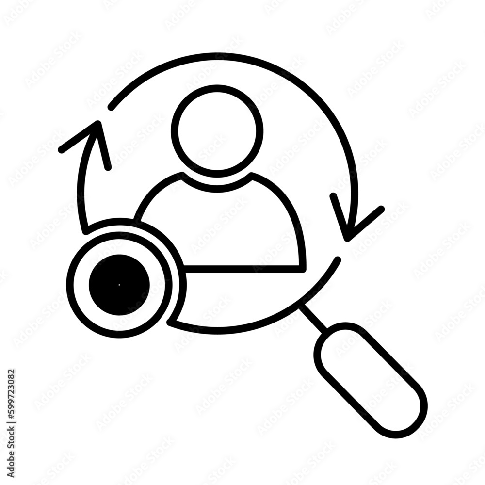 Target market marketing people icon with black outline style. seo, line, communication, website, engine, set, design, management. Vector Illustration Target market marketing people icon with black outline style. seo, line, communication, website, engine, set, design, management. Vector Illustration