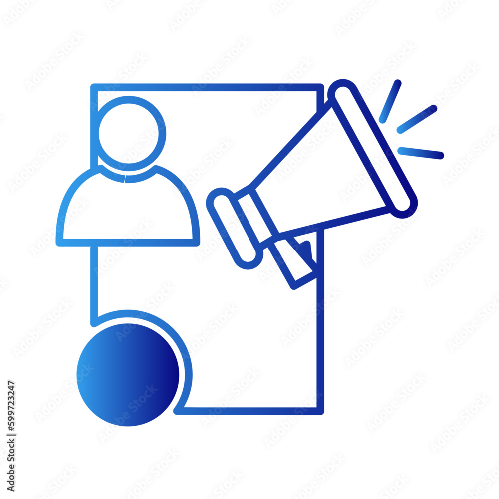 HRD marketing people icon with blue gradient outline style. work, management, hr, person, development, connection, leadership. Vector Illustration HRD marketing people icon with blue gradient outline style. work, management, hr, person, development, connection, leadership. Vector Illustration