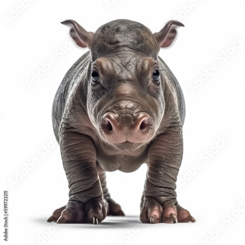 Baby Hippopotamus isolated on white (generative AI)