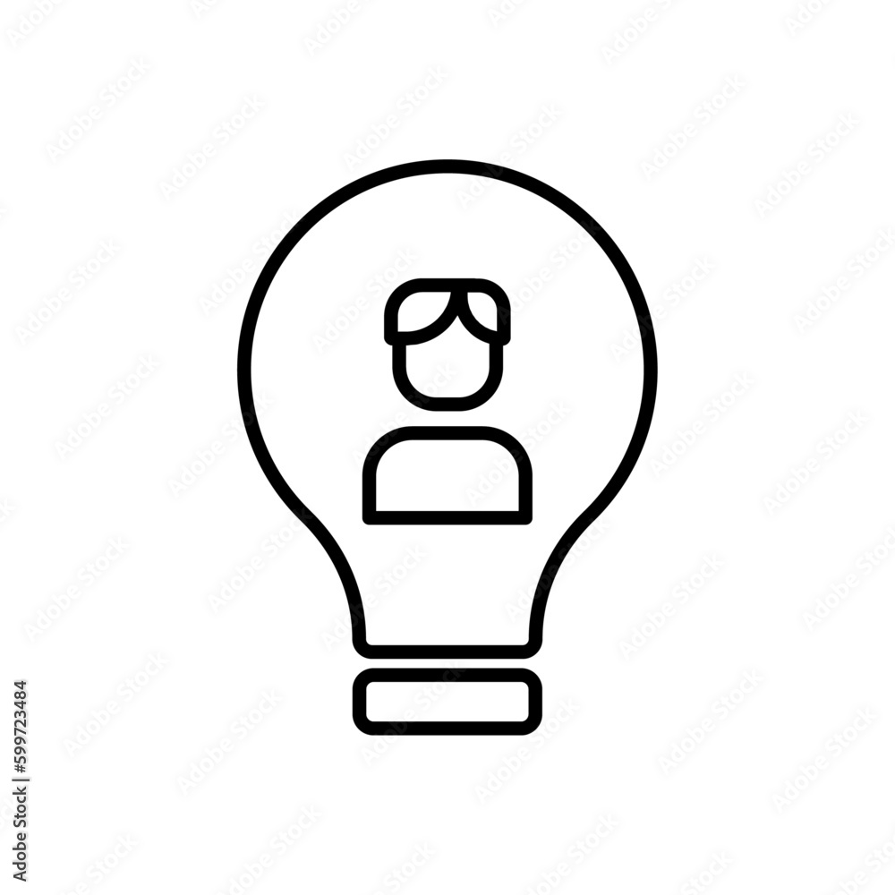 Creative marketing people icon with black outline style. light, solution, technology, brain, art, education, marketing. Vector Illustration Creative marketing people icon with black outline style. light, solution, technology, brain, art, education, marketing. Vector Illustration