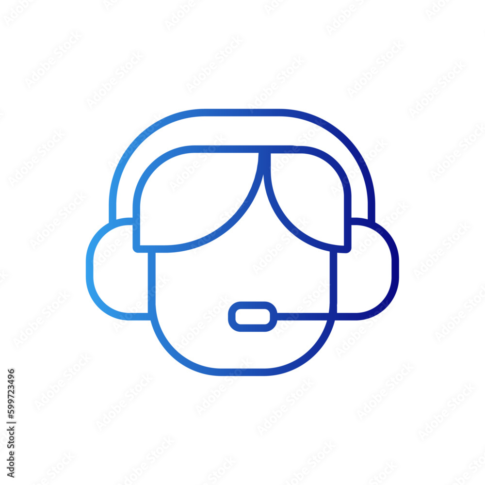 Customer service marketing people icon with blue gradient outline style. technology, man, faq, telemarketing, line, agent, headset. Vector Illustration Customer service marketing people icon with blue gradient outline style. technology, man, faq, telemarketing, line, agent, headset. Vector Illustration