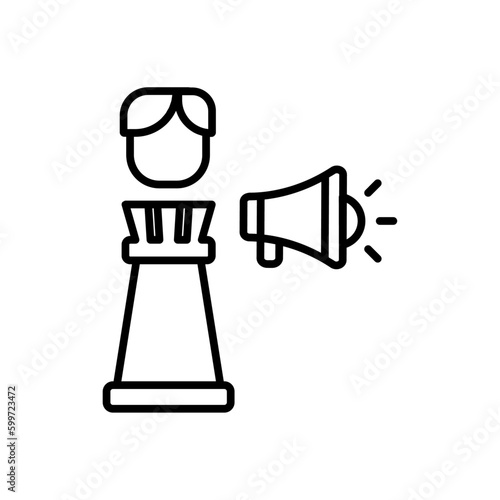 Marketing strategist marketing people icon with black outline style. technology, infographic, blue, job, abstract, strategic, seo. Vector Illustration