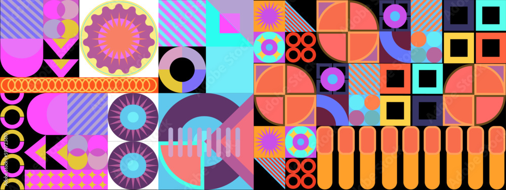 Flat design colorful colourful geometric pattern background vector