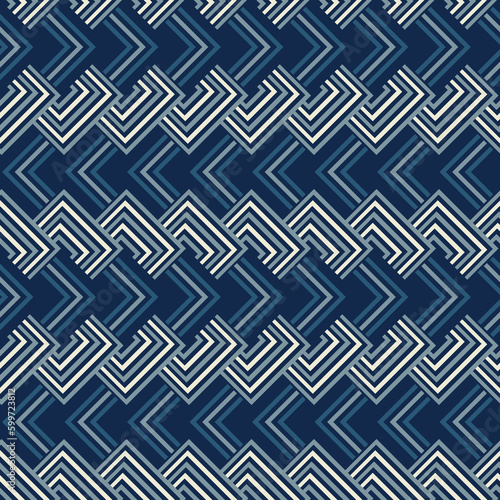 Nautical Blue and Beige Striped Geometric Pattern