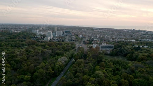 Statenkwartier neighbourhood of The Hague, netherlands. View of towers hosting hotels as well as international organisations and companies by the Johan de Witlaan sreet