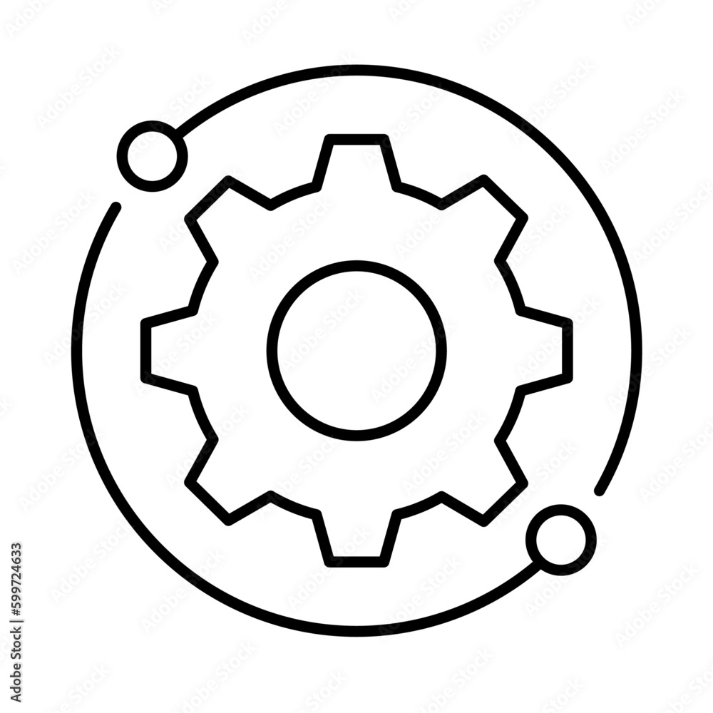 Technical support technology icon with black outline style. design, repair, assistant, man, internet, work, technician. Vector Illustration