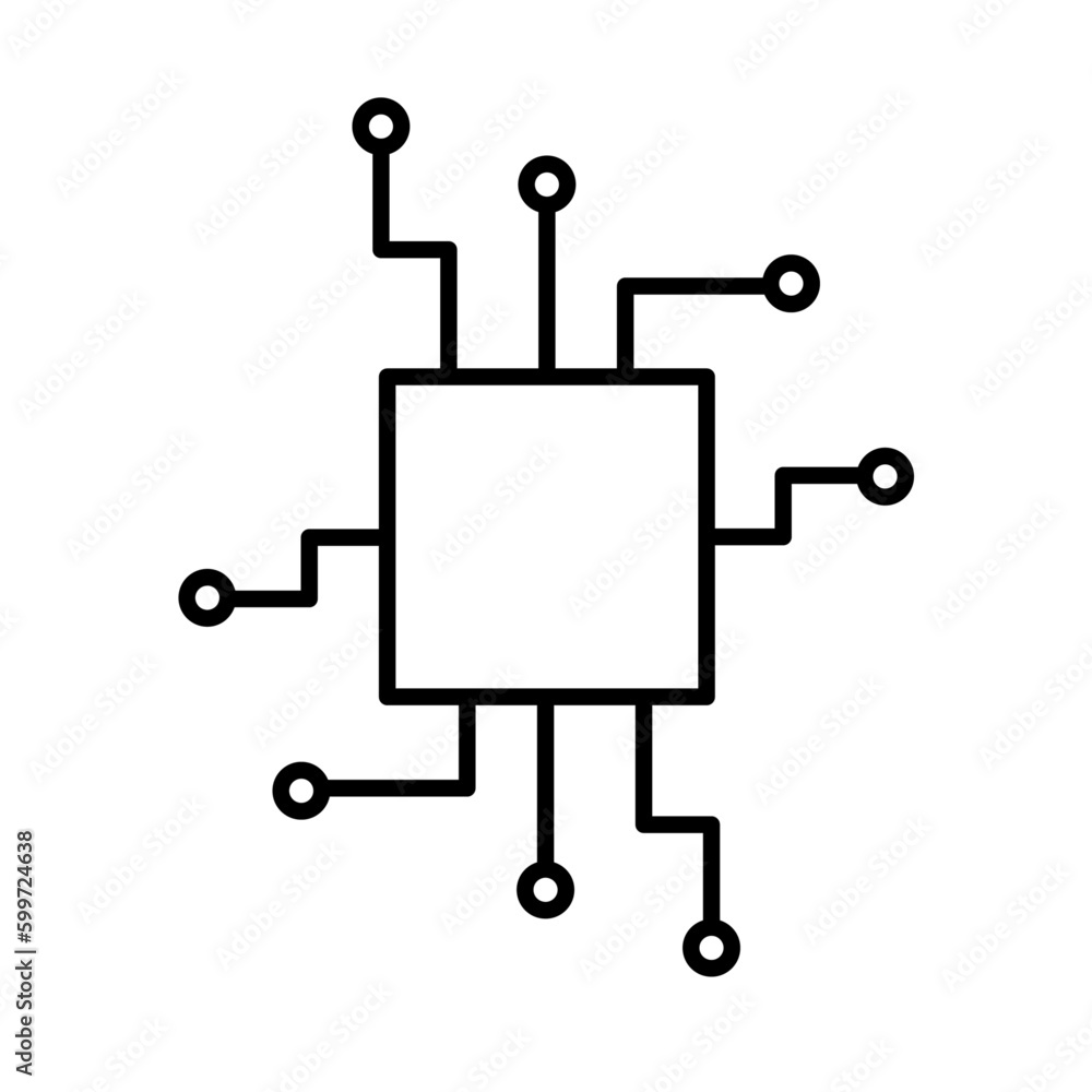 CPU technology icon with black outline style. circuit, network, motherboard, tech, set, microchip, electrical. Vector Illustration CPU technology icon with black outline style. circuit, network, motherboard, tech, set, microchip, electrical. Vector Illustration