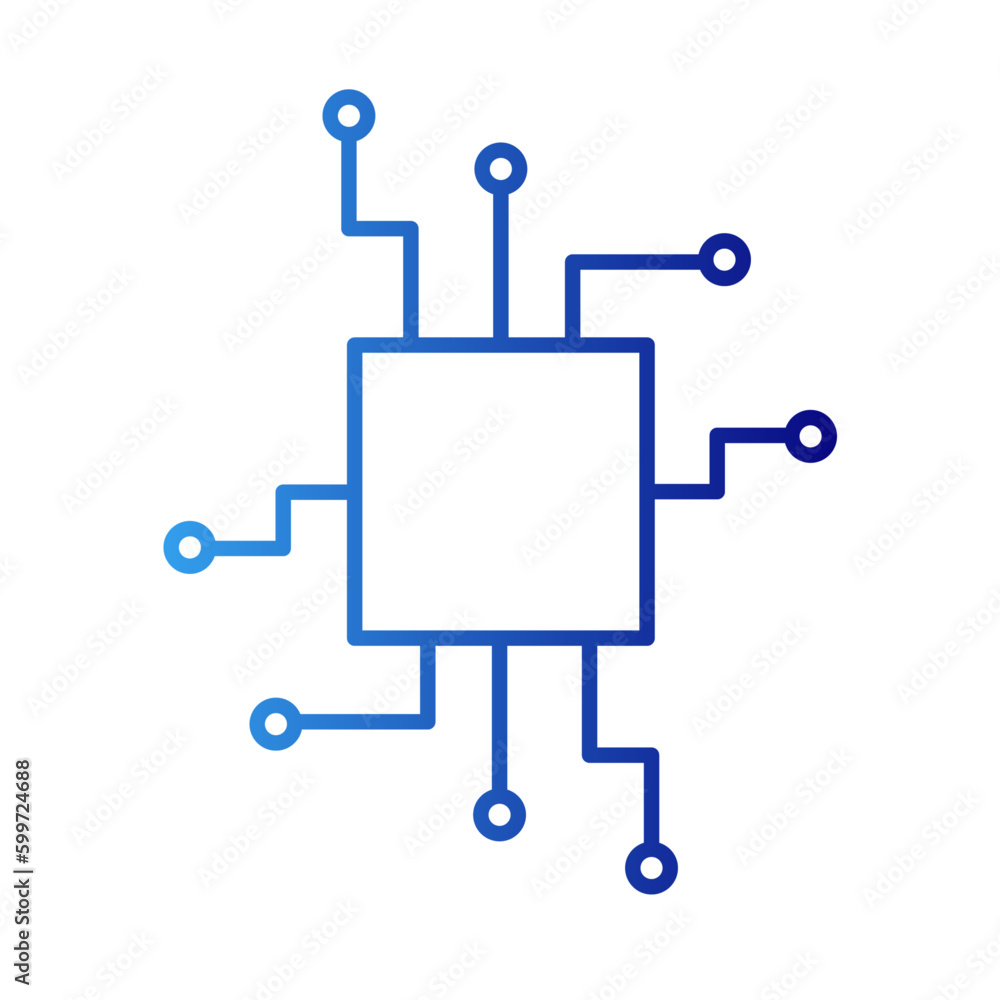 CPU technology icon with blue gradient outline style. circuit, network, motherboard, tech, set, microchip, electrical. Vector Illustration CPU technology icon with blue gradient outline style. circuit, network, motherboard, tech, set, microchip, electrical. Vector Illustration