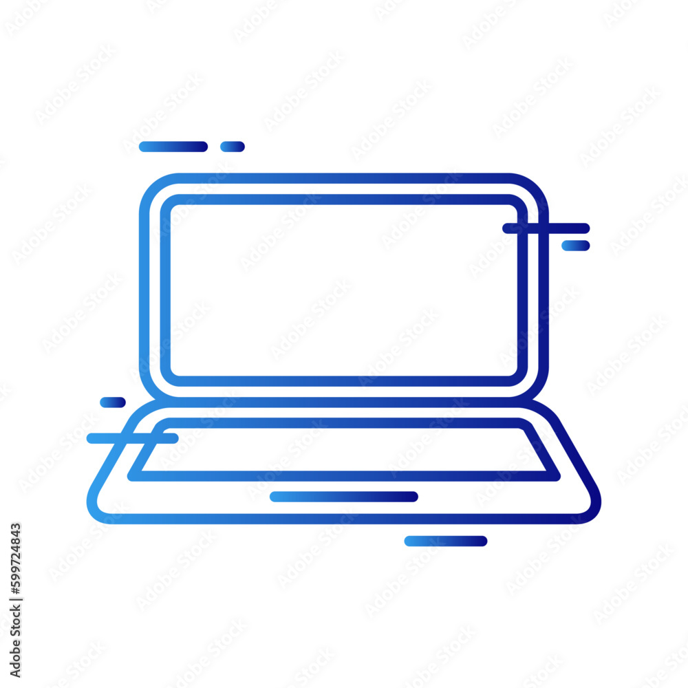 Laptop technology icon with blue gradient outline style. smart, monitor, equipment, sign, internet, symbol, set. Vector Illustration Laptop technology icon with blue gradient outline style. smart, monitor, equipment, sign, internet, symbol, set. Vector Illustration