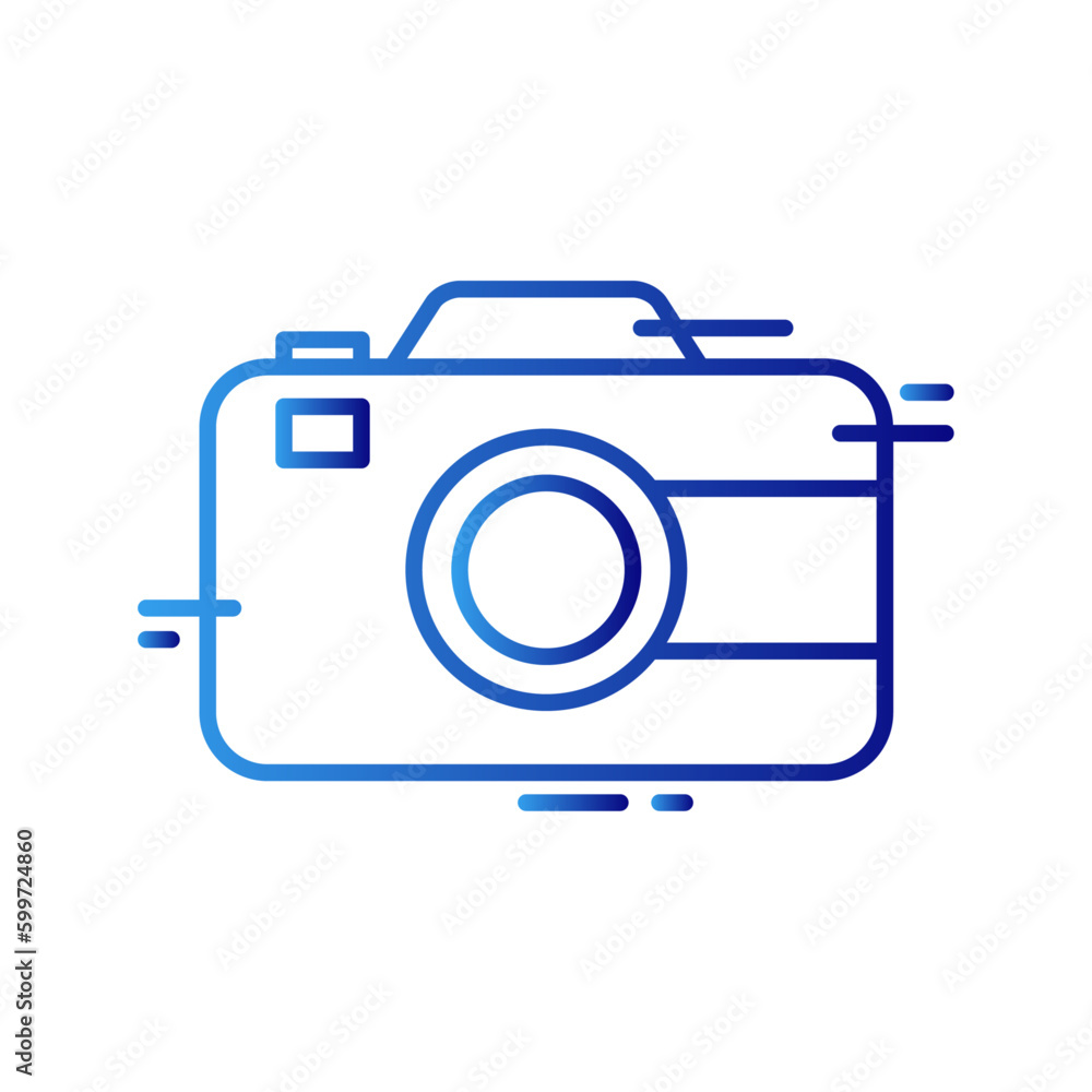 Camera technology icon with blue gradient outline style. flash, capture, film, modern, element, simple, photograph. Vector Illustration Camera technology icon with blue gradient outline style. flash, capture, film, modern, element, simple, photograph. Vector Illustration