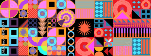 Colorful colourful vector retro geometric shapes mosaic background