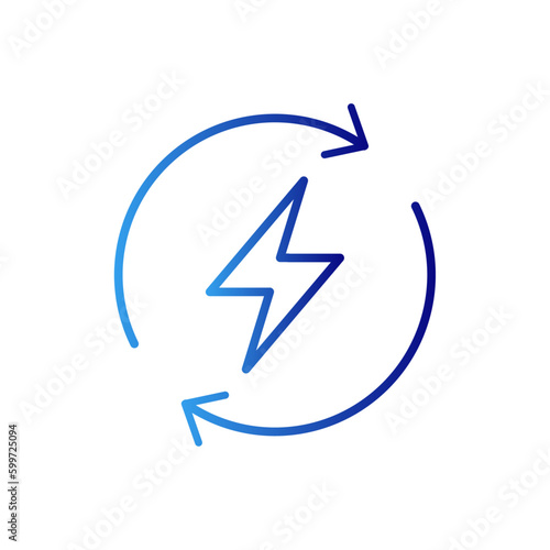 Renewable energy technology icon with blue gradient outline style. alternative, wind, leaf, battery, recycling, environmental, outline. Vector Illustration