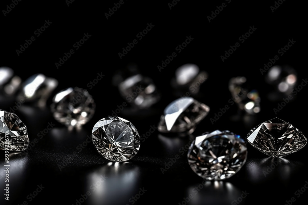 Diamonds on black background copyspace. AI generative Diamonds on black background copyspace. AI generative