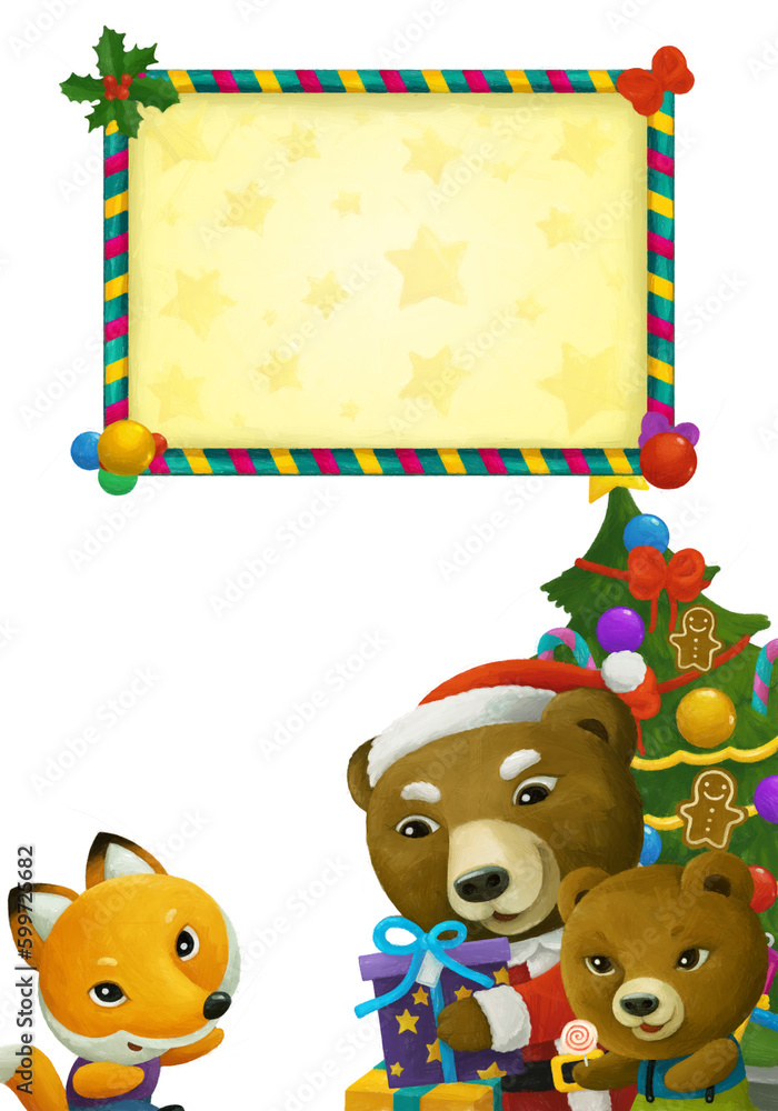 cartoon scene with animal santa claus bear christmas cartoon scene with animal santa claus bear christmas