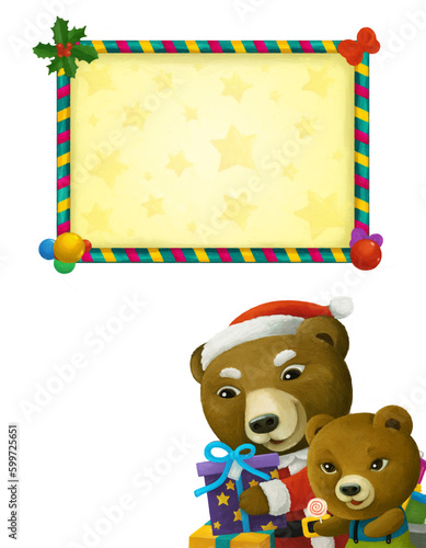 cartoon scene with animal santa claus bear christmas