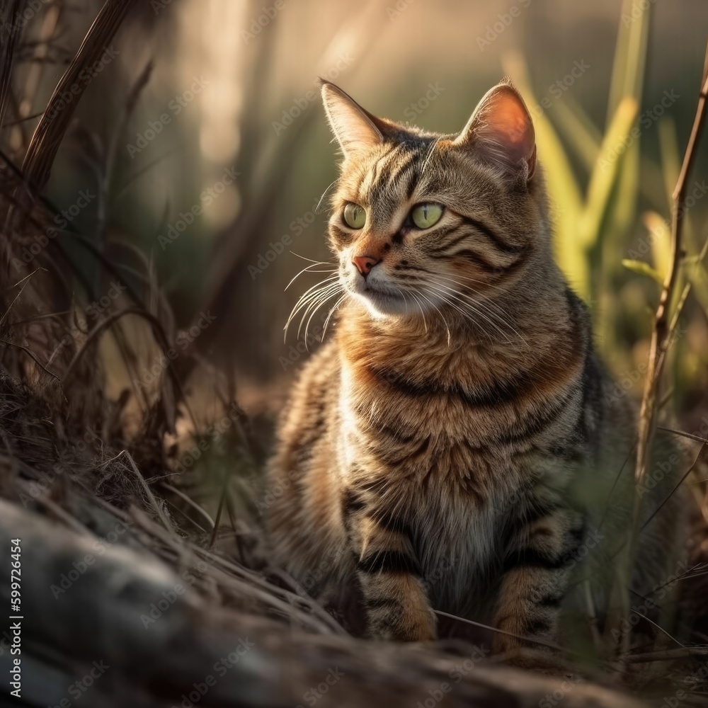 Fototapeta premium Cat in natural habitat (generative AI)