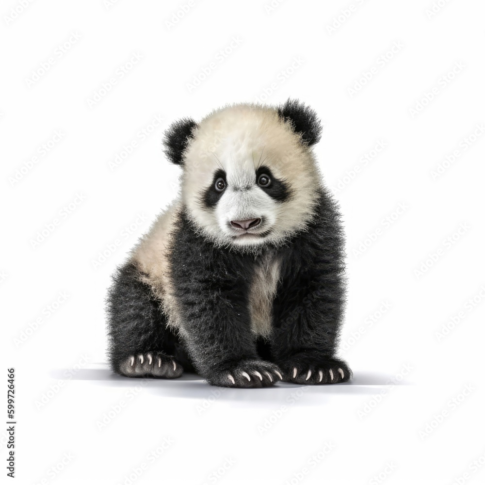 Baby Panda isolated on white (generative AI)