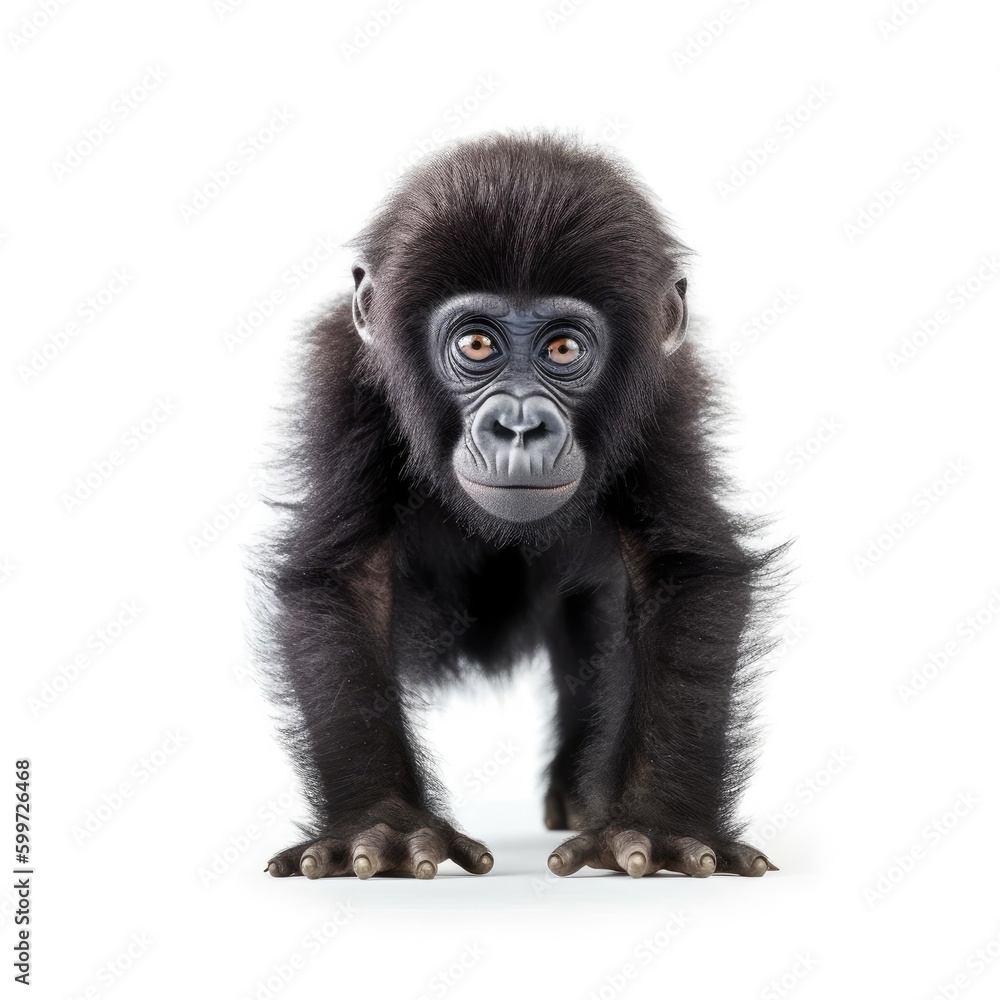 Baby Gorilla isolated on white (generative AI) Baby Gorilla isolated on white (generative AI)