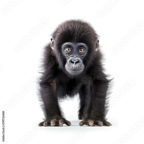 Baby Gorilla isolated on white (generative AI)