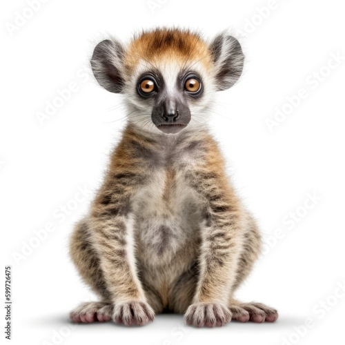 Baby Lemur isolated on white (generative AI)
