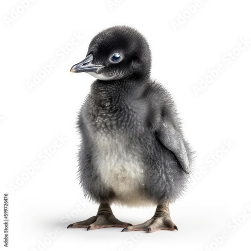 Fotografie, Tablou Baby Penguin isolated on white (generative AI)