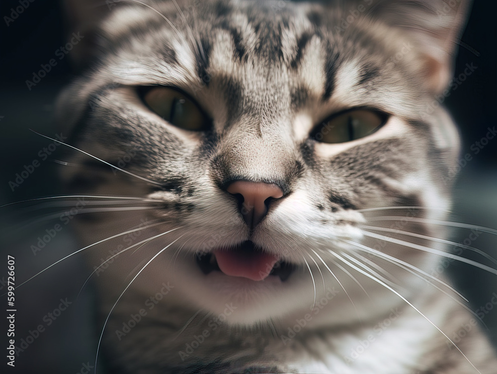 Cat face with beautiful eyes close up portrait. AI-generated image Cat face with beautiful eyes close up portrait. AI-generated image