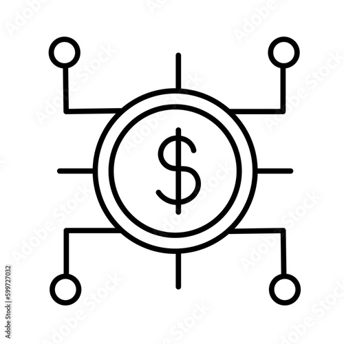 Investment finance money icon with black outline style. budget, safe, market, loan, commerce, thin, pay. Vector Illustration