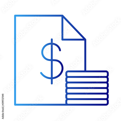 Budget finance money icon with blue gradient outline style. management, loan, set, coin, sign, calculator, accounting. Vector Illustration