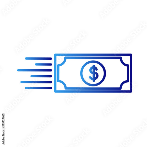 Money flow finance money icon with blue gradient outline style. stock, management, capital, set, outline, white, trade. Vector Illustration