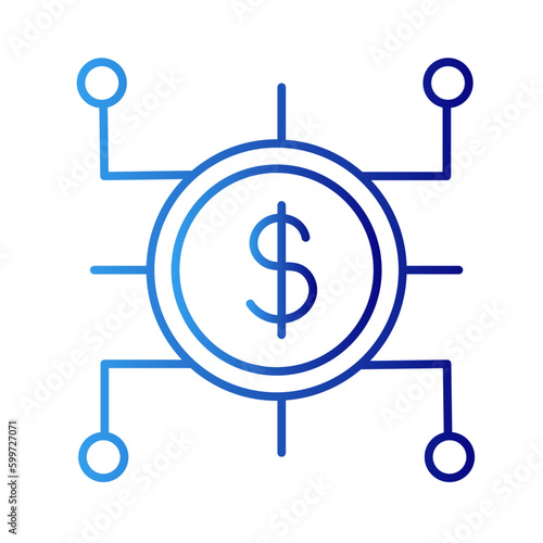 Investment finance money icon with blue gradient outline style. budget, safe, market, loan, commerce, thin, pay. Vector Illustration