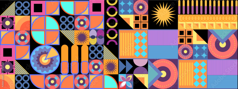 Vector flat design geometric pattern mobile design colorful colourful