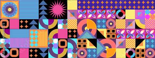 Vector flat colorful colourful geometric shapes background