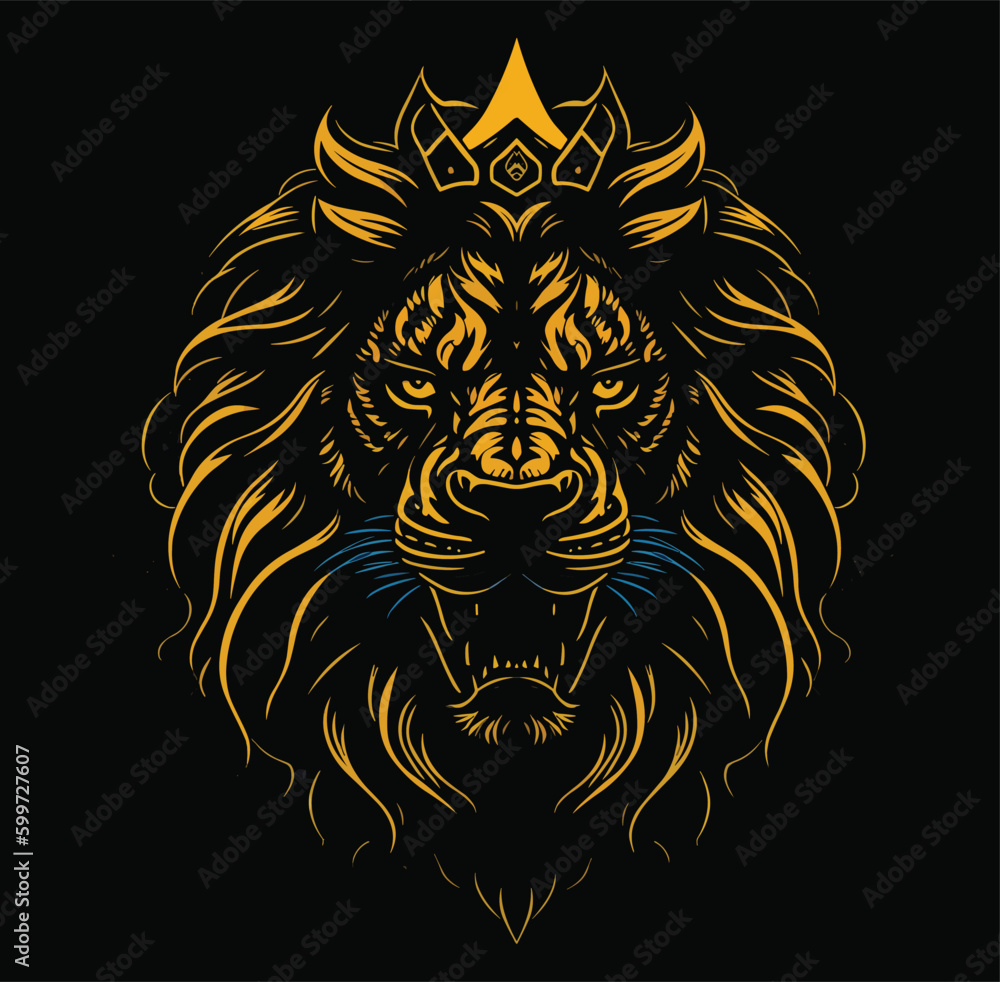Ferocious lion king vector