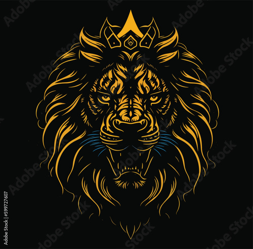 Ferocious lion king vector