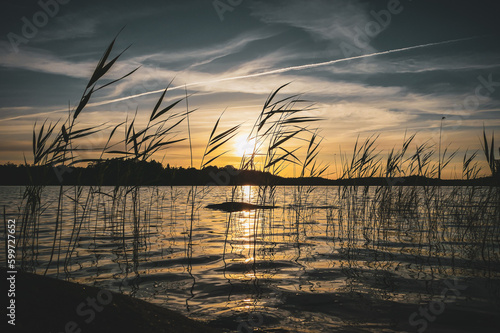 sunset over the river