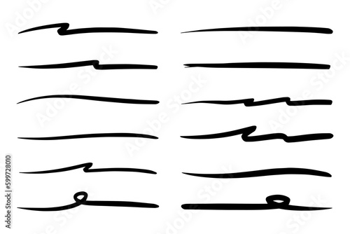 Vector set of hand drawn underline.