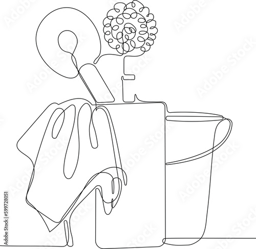 Home cleaning service landing page design concept, illustration of janitors with cleaning tools. Vector illustration