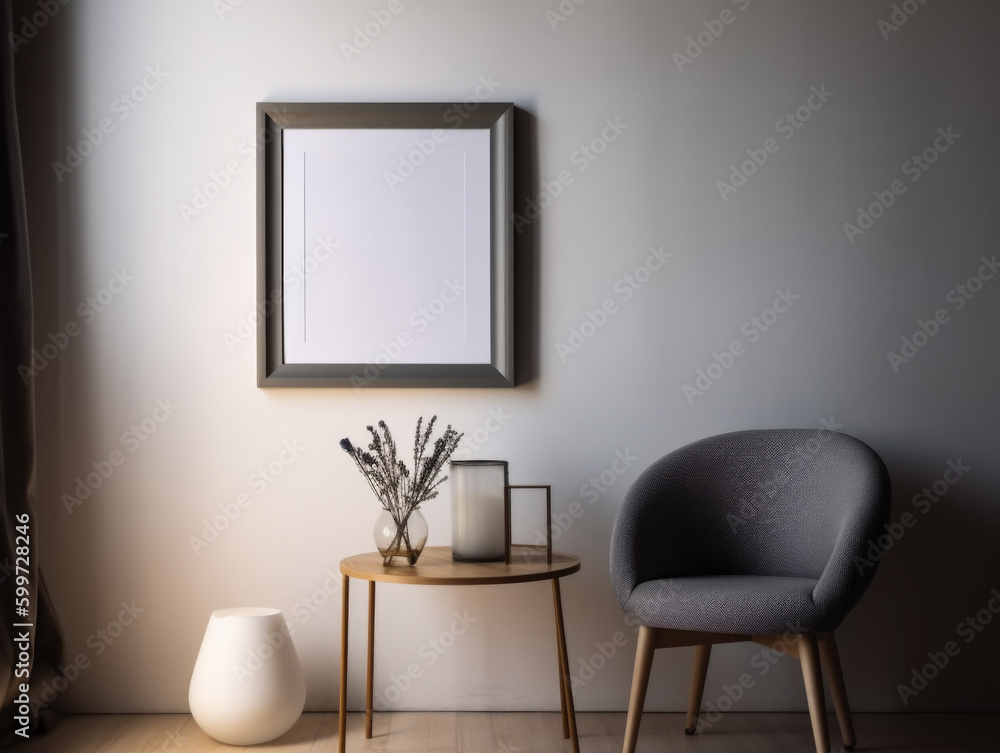 View of photo frame with interior home decor, Generative Ai View of photo frame with interior home decor, Generative Ai