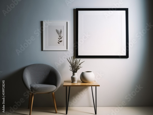 View of photo frame with interior home decor  Generative Ai