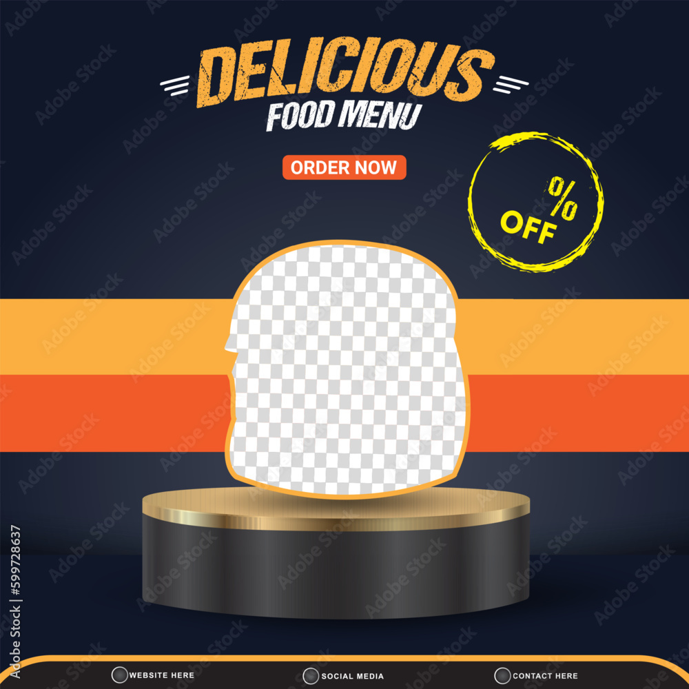 delicious food menu discount template banner with copy space for product sale with abstract gradient blue background design delicious food menu discount template banner with copy space for product sale with abstract gradient blue background design