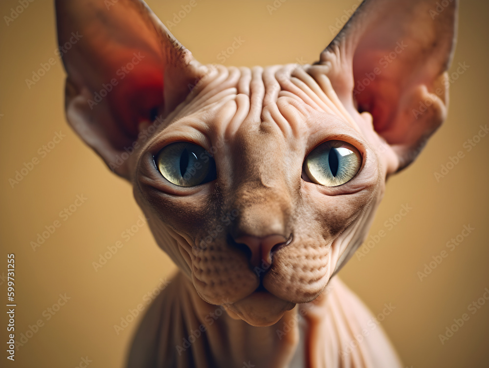 A quirky illustration of a sphynx cat. Generative AI