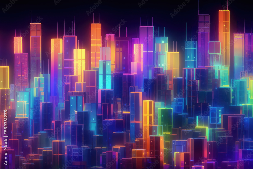 Fototapeta premium Cyberpunk style city skyline.