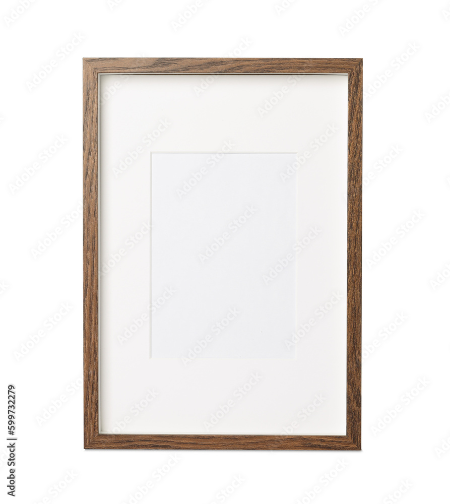 Obraz premium Empty wooden frame on white background. Space for design